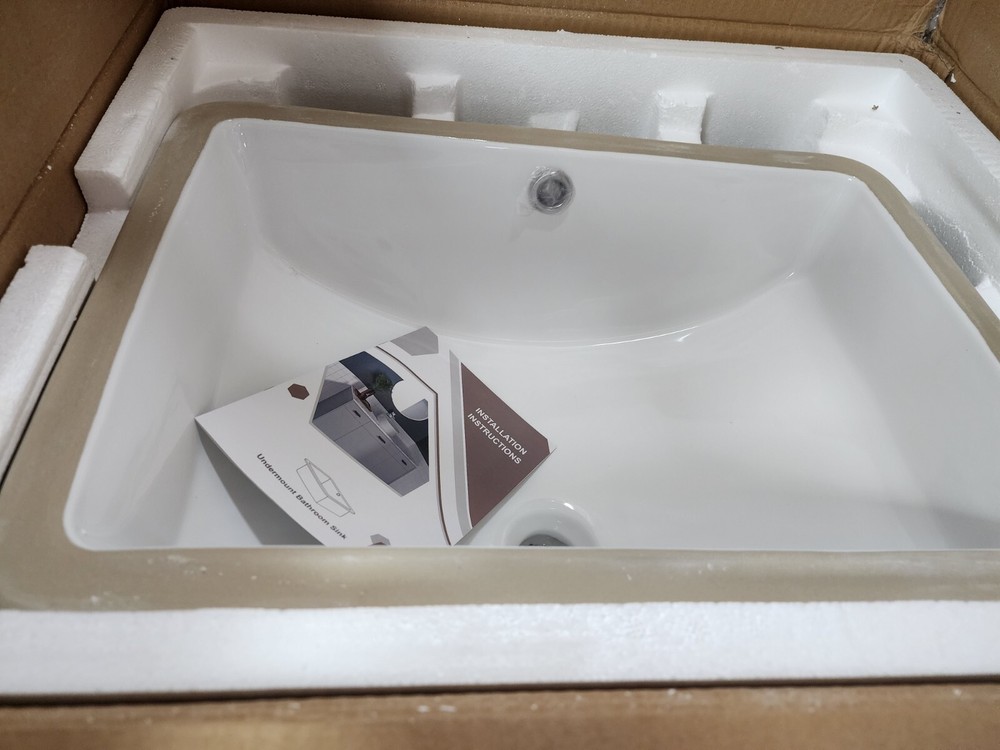 Sarlai 23" Undermount Rectangular Vessel Vanity Sink Art Basin Ceramic, White