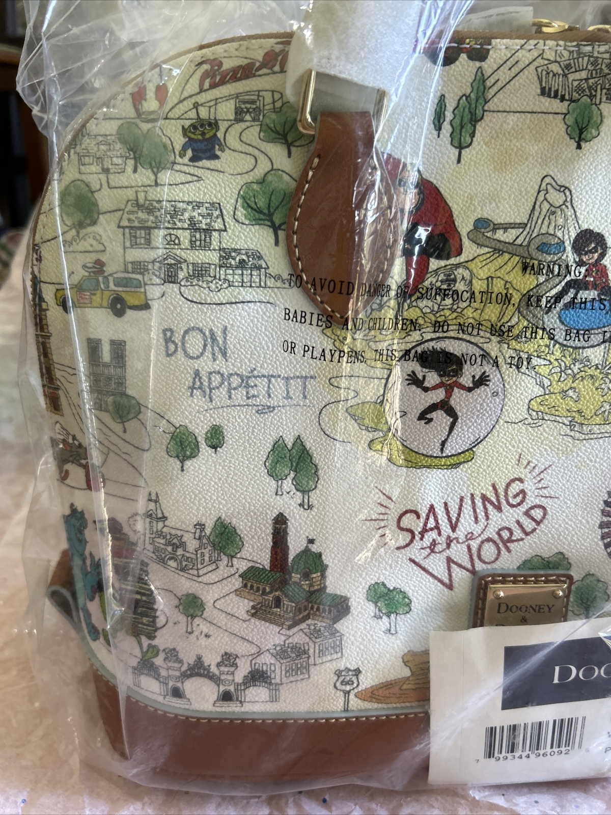 NEW DOONEY BOURKE DISNEYPARKS PIXAR MAP SATCHEL RATATOUILLE INSIDE OUT TOY STORY