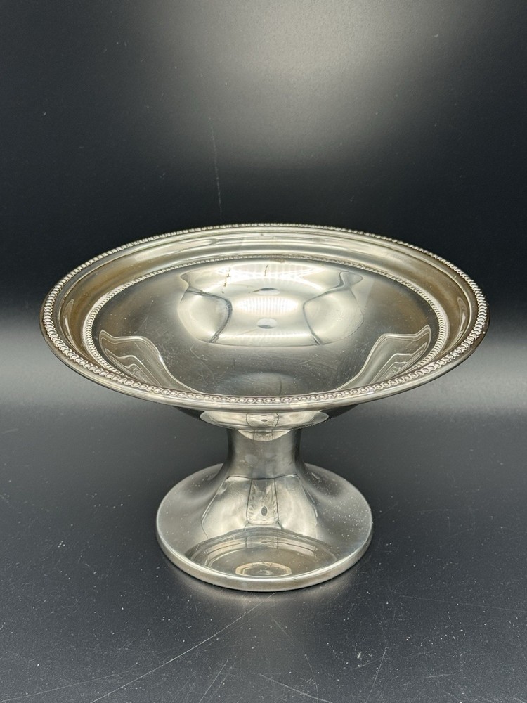 Silverplate Beaded Edge Pedestal Compote Dish