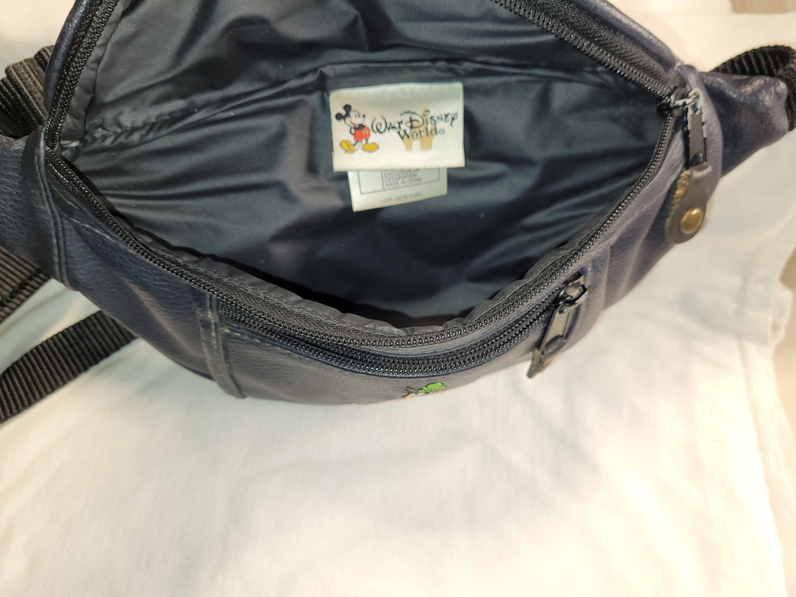 vintage faux leather Disney fanny pack or crossbody belt bag embroidered Goofy