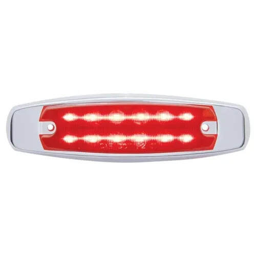 12 LED RECTANGULAR LIGHT (CLEARANCE/MARKER) WITH CHROME BEZEL - RED LED/RED LENS
