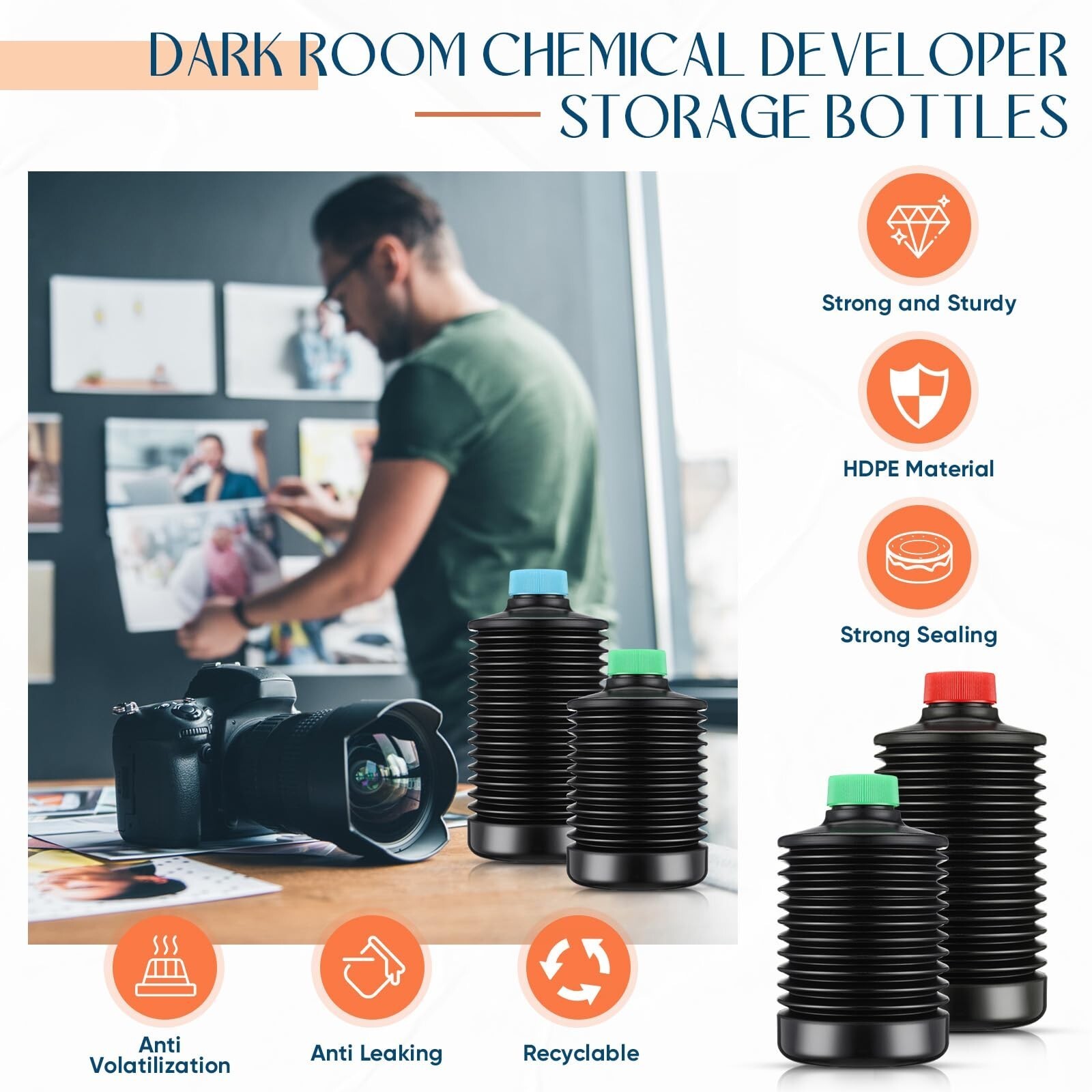 3x 1L Collapsible Bottles Film Darkroom Developing Chemical Processing(US Stock)