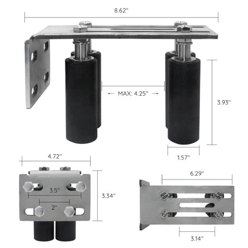 Slide Gate Guide Rollers，4”Universal L Bracket Adjustable 4 Nylon Rollers Gate