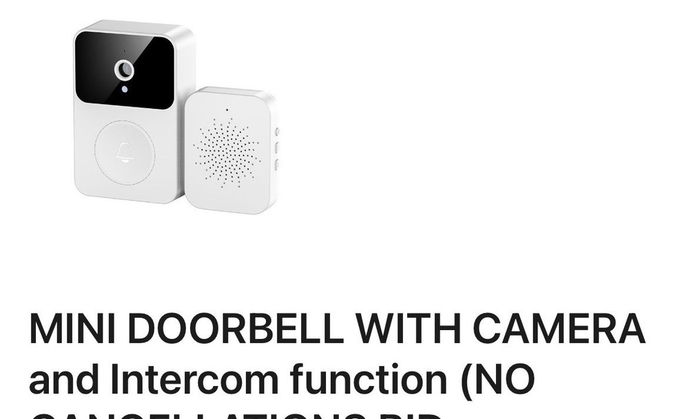 White Video Doorbell Camera Intercom Rectangle with Receiver Round Button
