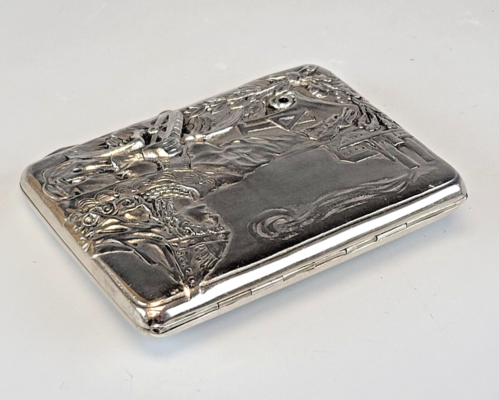 Large 19C Russian Silver Cast Cigarette Case