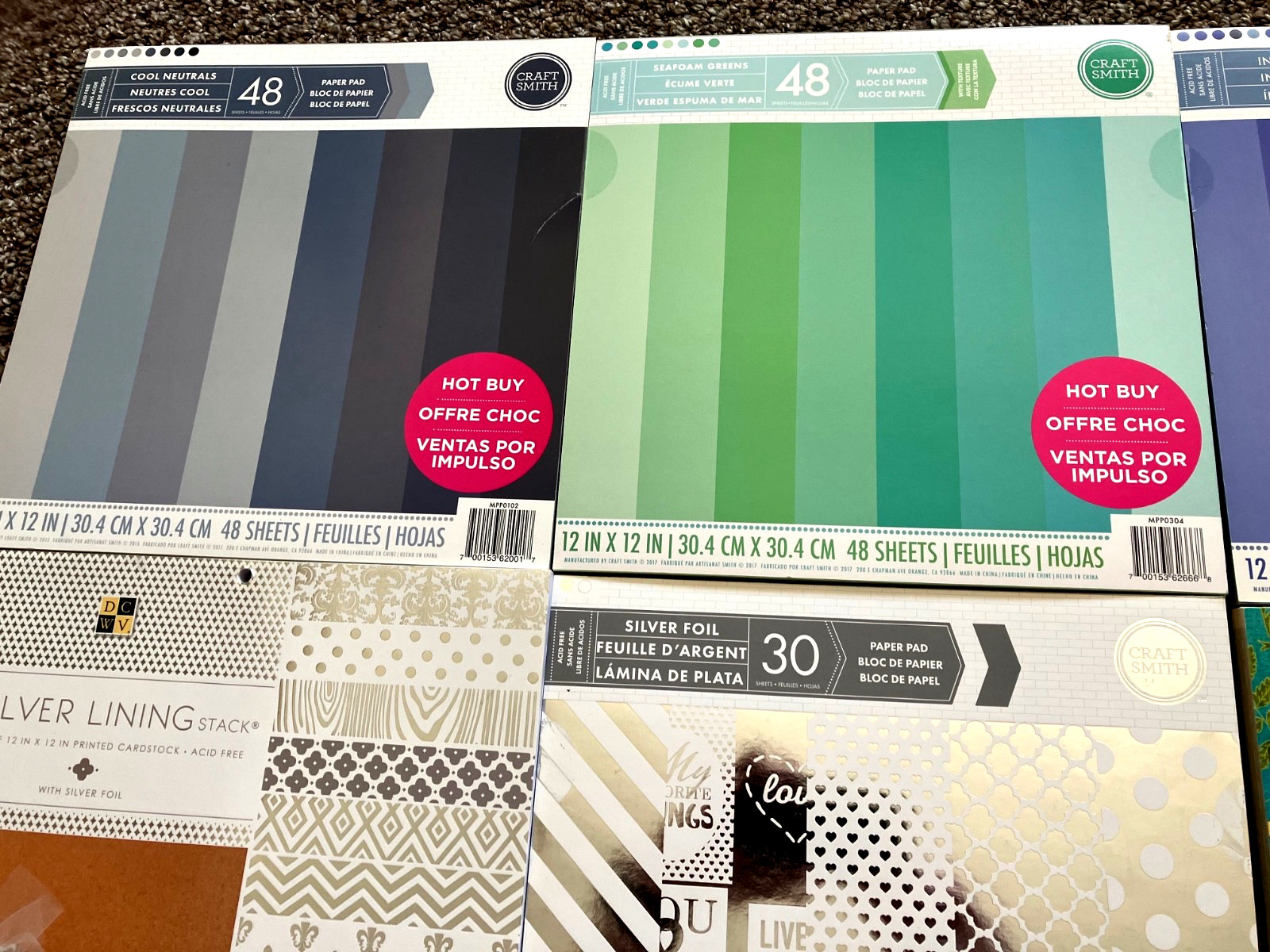 Huge Lot 6 Scrapbook Paper Book Pads 12x12 Wt 11 Pounds Crafts Cards Solid Foil