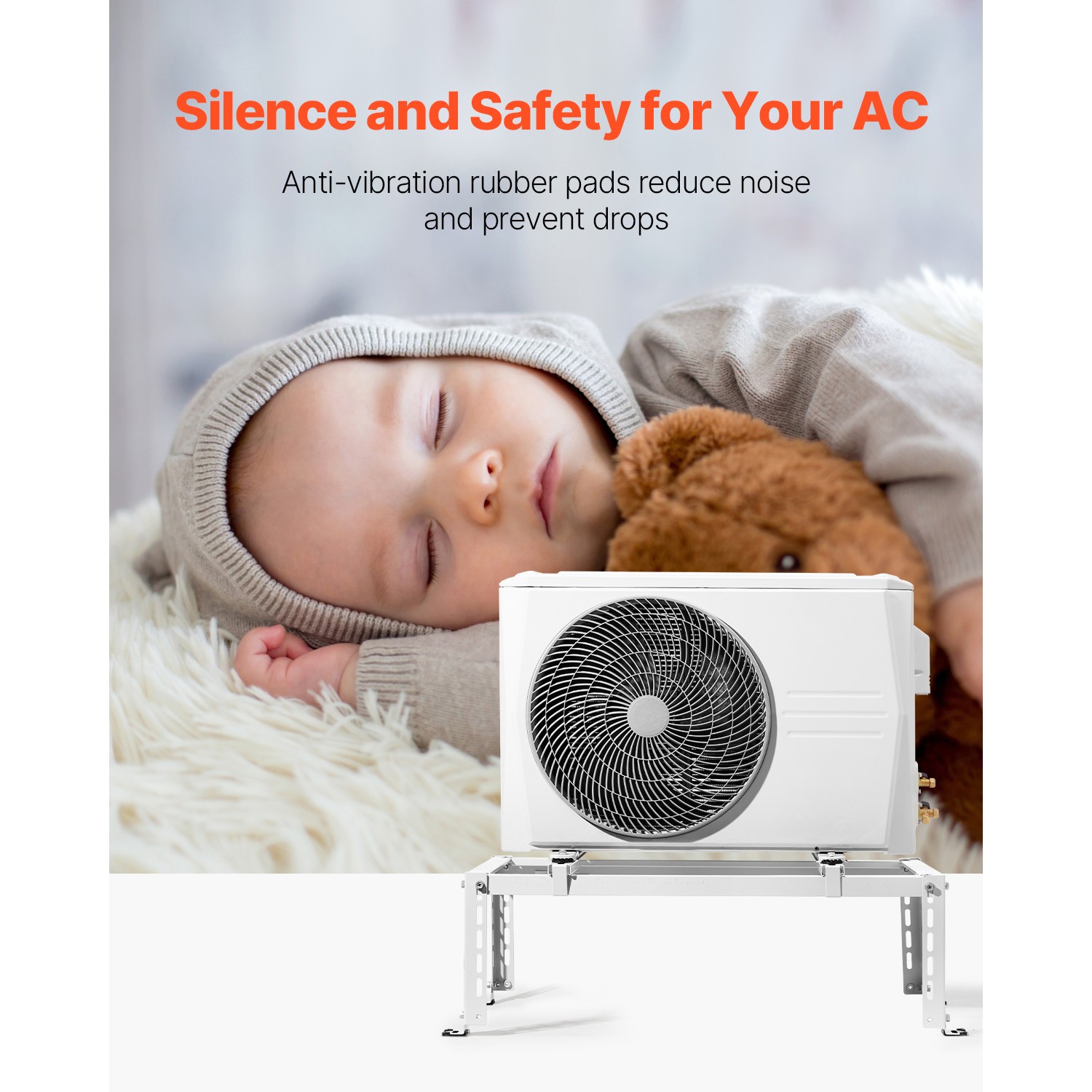 Mini Split Ground Stand Adjustable Anti Vibration for 9000-24000 BTU