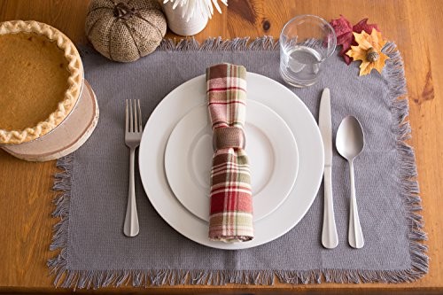 Everyday Collection, Fringed Solid Tabletop, 6 Piece Placemat Set Gray