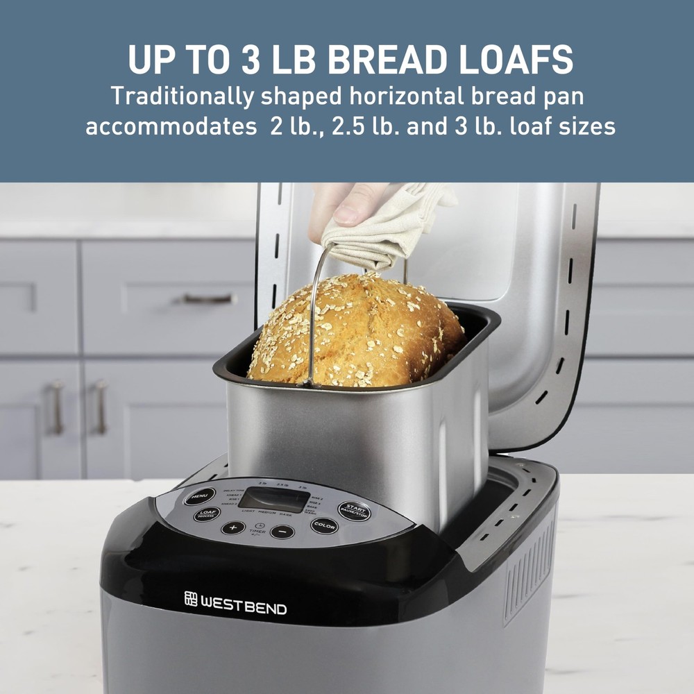 West Bend Hi-Rise Bread Maker Machine Programmable 12 Programs Including Glu...