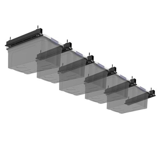 6 Pack Overhead Storage Bin Rack, Ceiling Racks for Utility Bins 5 Bins