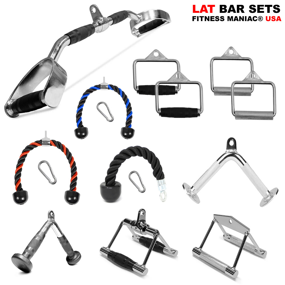 Home Gym Cable Attachment Handle Machine Strength Exercise Press Down Lat Set