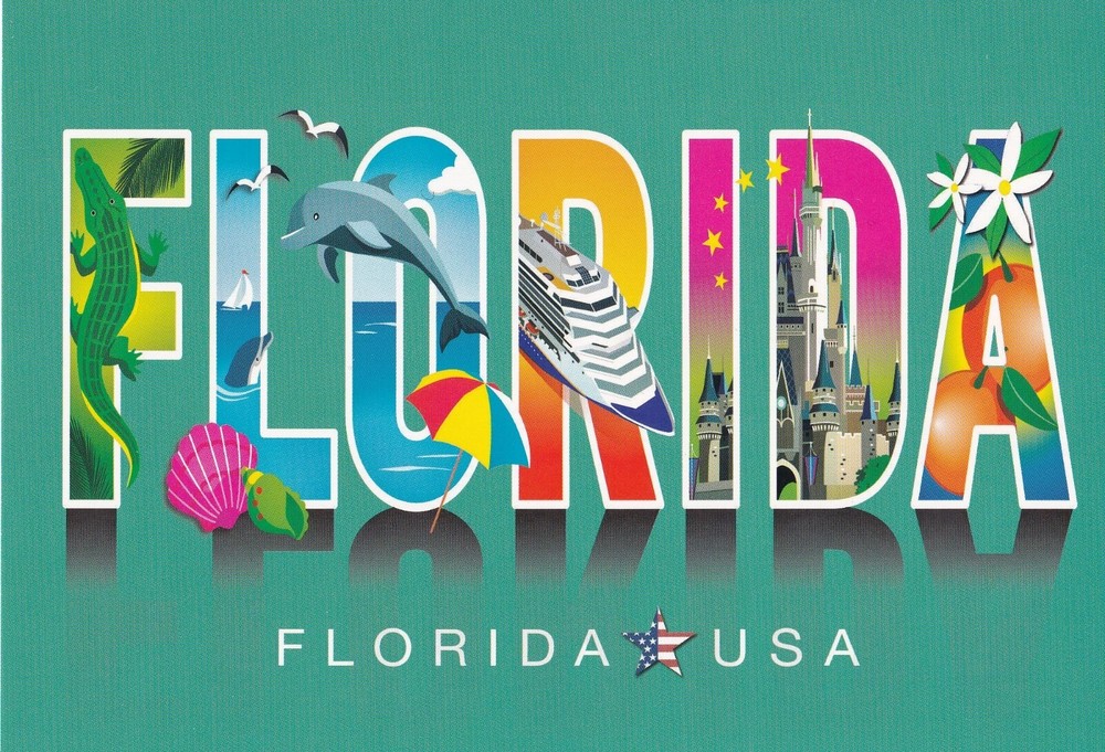 USA FLORIDA POSTCARD WITH SCOTT 5547 "Greetings from Sunny Florida"  MINT-A