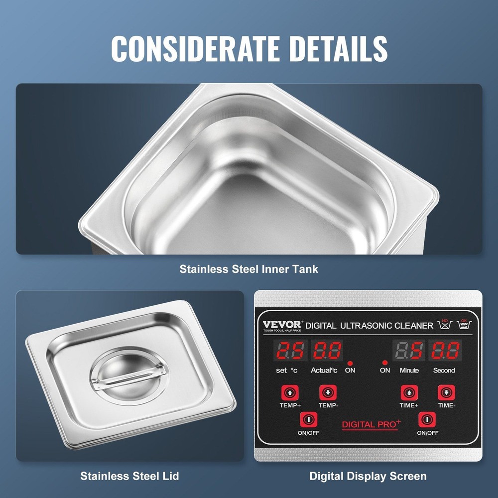 Smart 1.3L Ultrasonic Cleaner 40kHz with 99-Minute Timer Function