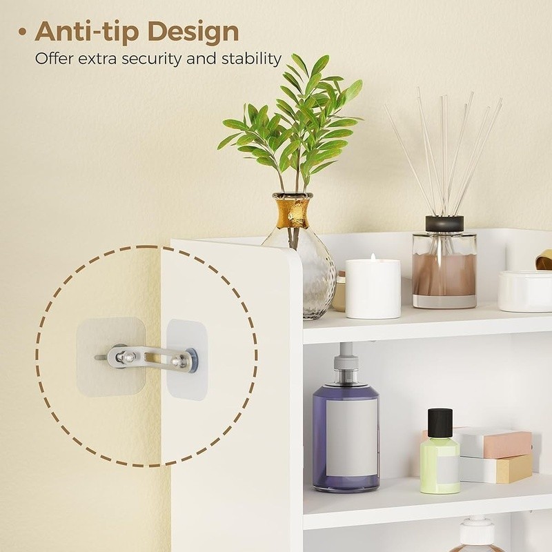 Narrow Bathroom Storage Cabinet Adjustable Shelves Space Saving Organizer Unit