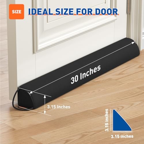 Door Draft Stopper 30 Inches, Weighted Triangular 30 inches triangle-black