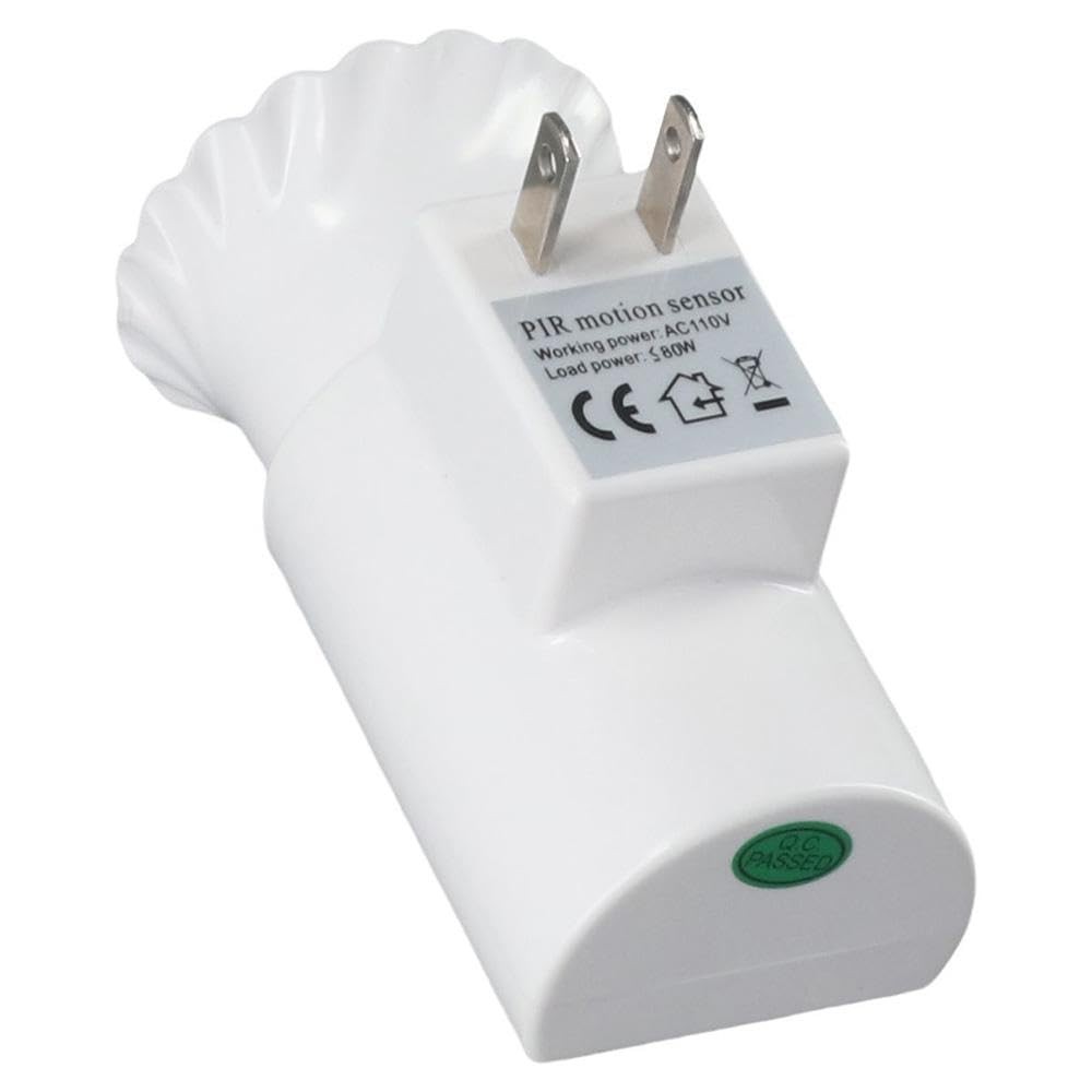 E27 Screw Light Socket Plastic Durable White Motion Detection Switch Portable...