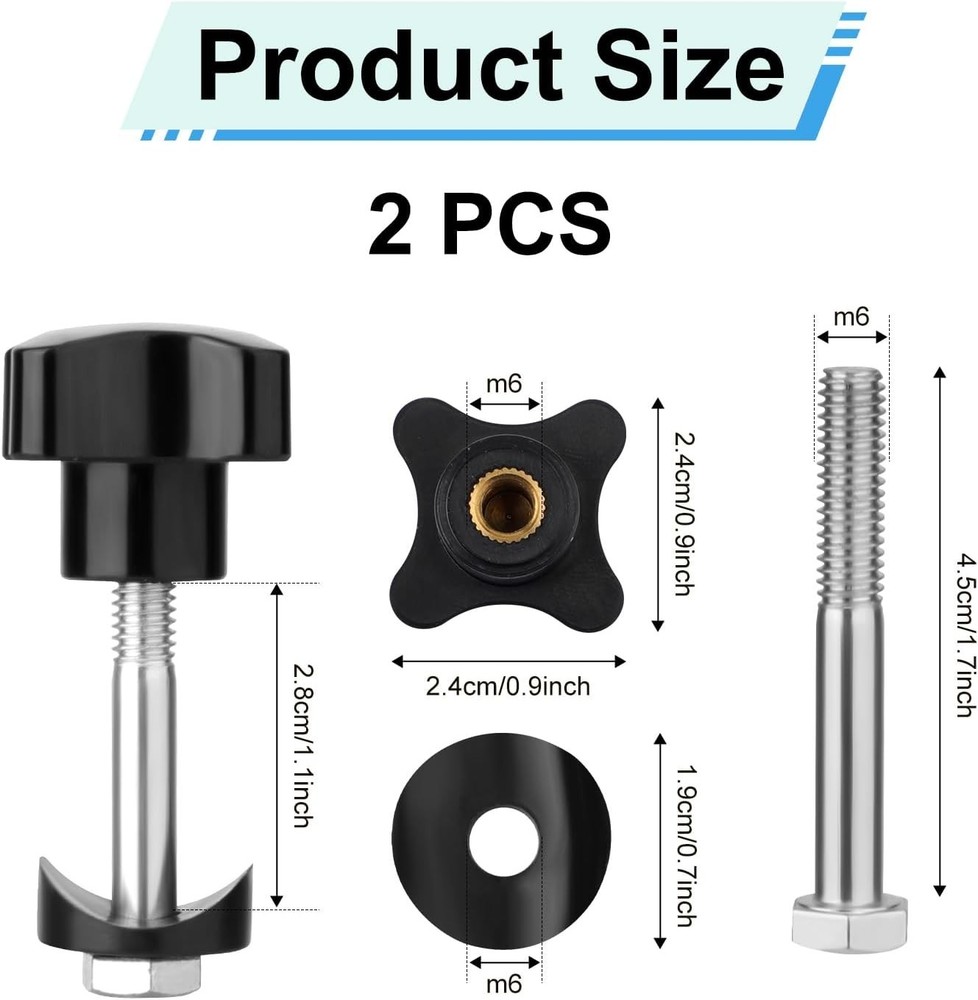 Adjustable Rollator Walker Knobs - 2 Sets with Screws and Washers Included