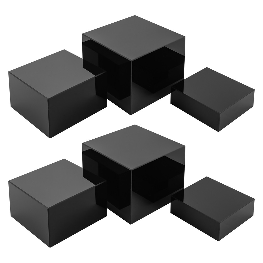 6Pcs Acrylic Display Risers Acrylic Boxes Acrylic Display Nesting Cubes Black