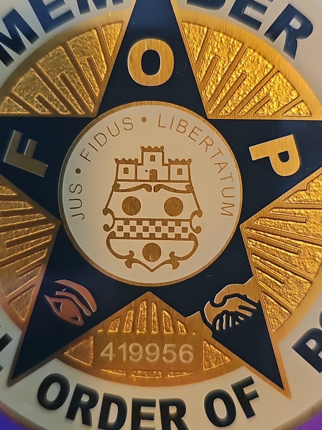 Fraternal Order Of Police 3" Thick Padded Hard Plastic Stick On Emblem Disc NEW