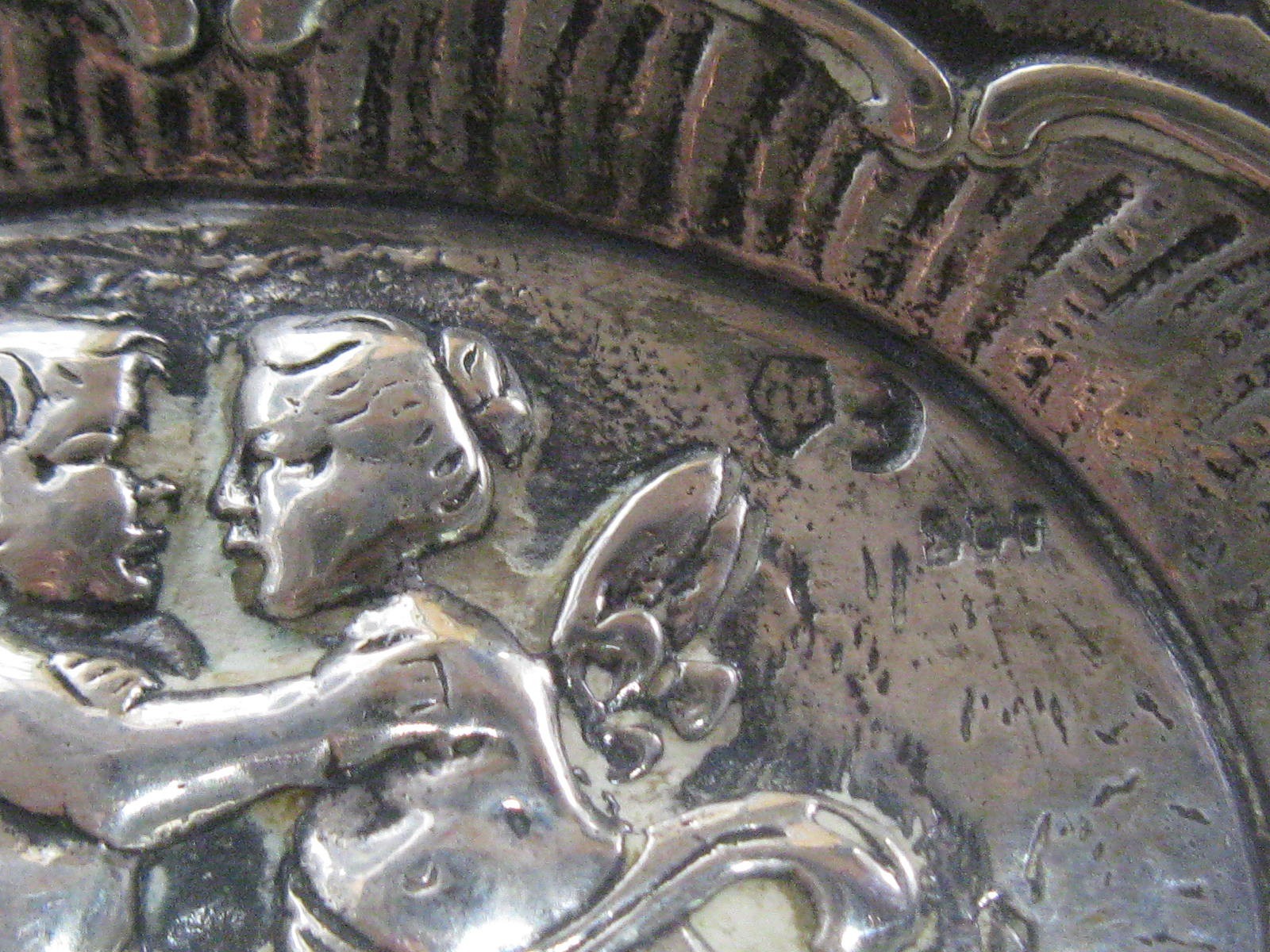 German 800 post 1886 silver coin or ashtray cupid or angels