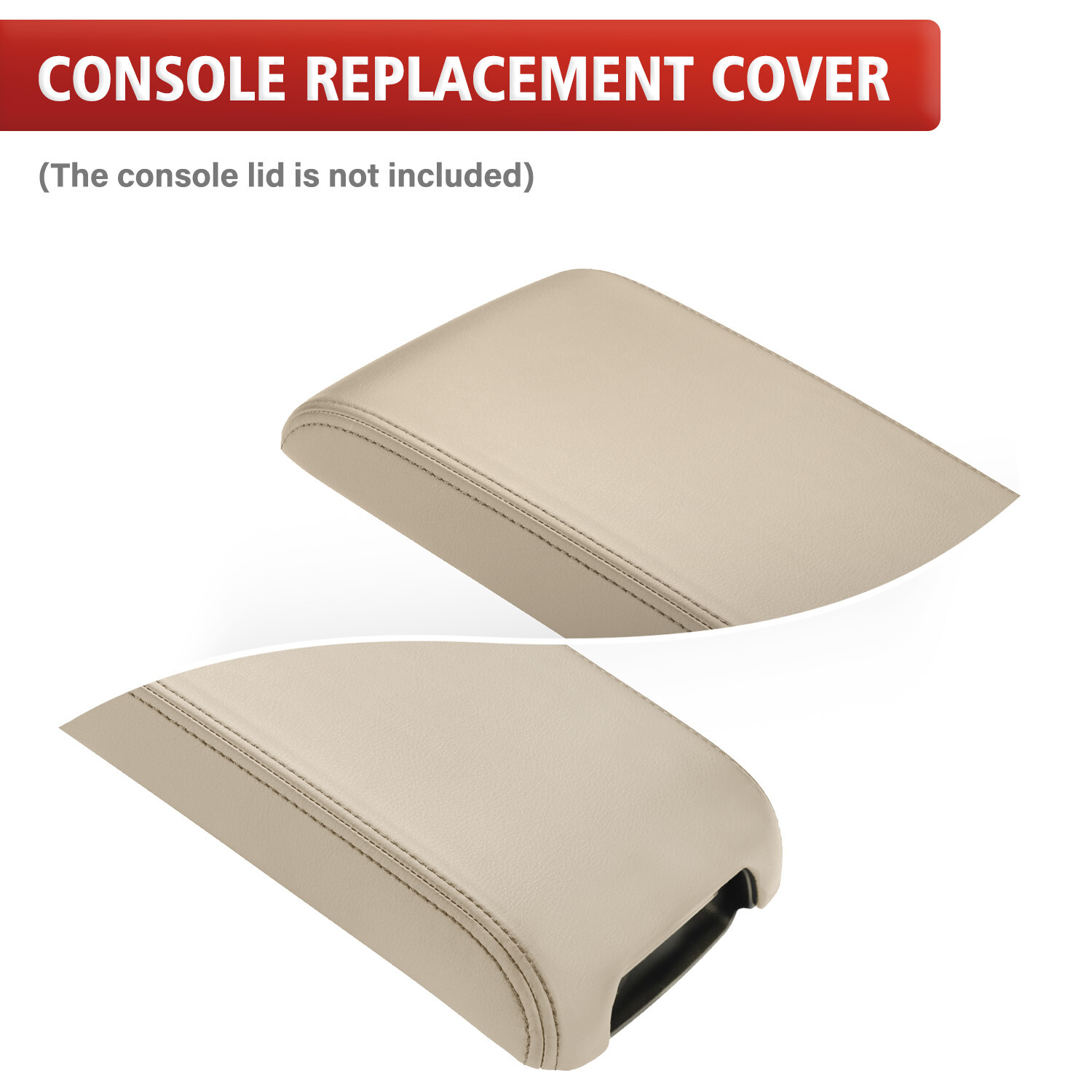 Fits 2012-2017 Toyota Camry Leather Center Console Lid Armrest Cover Ivory Tan