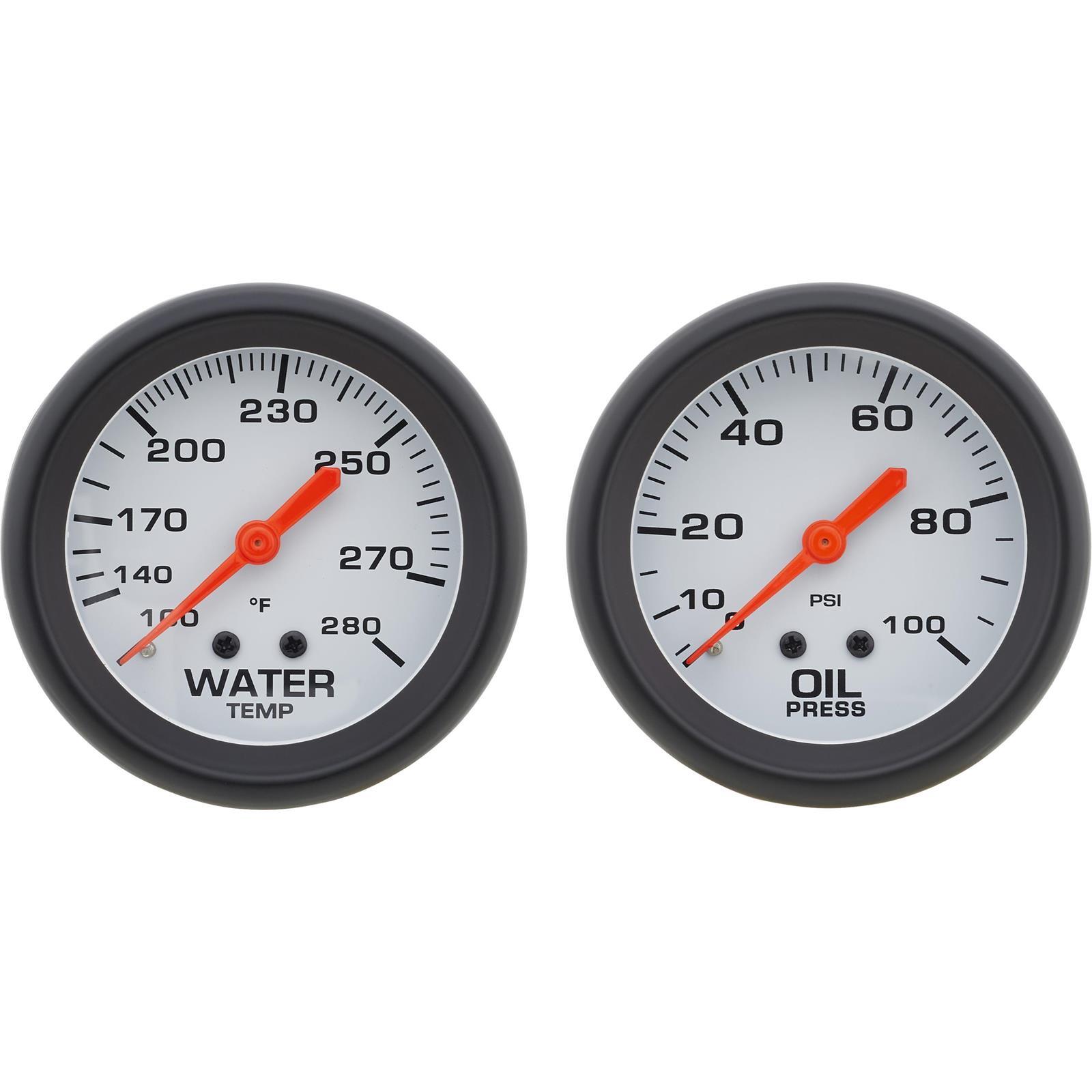 Speedway 2-5/8 Inch Oil Press and Water Temp Gauge Kit, Backlit White Face