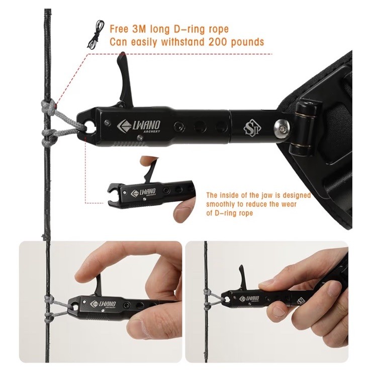 LWANO Archery Compound Bow Release Aids Trigger 360° Adjustable Wristband