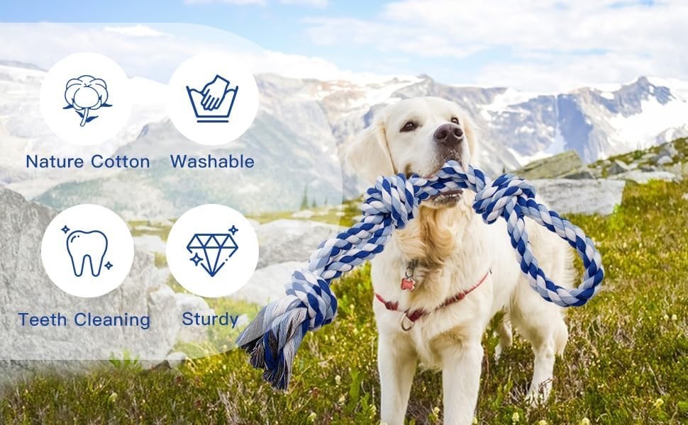 [3 Pack] Heavy Duty Dog Rope Toys-Large Tug & Chew Toy for Aggressive Chewers