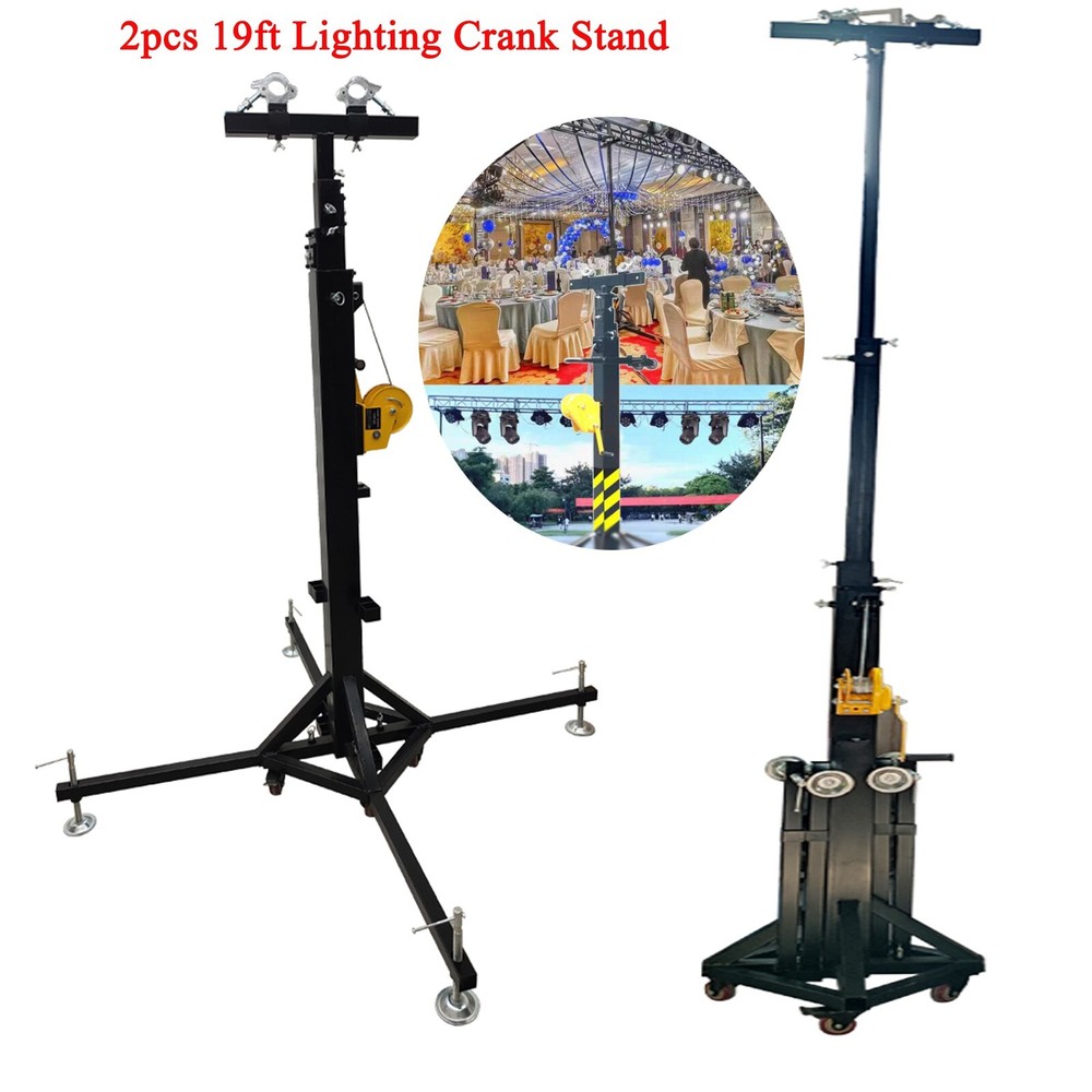 2pcs Lighting Crank Stand 19ft Triangle Stage Lighting Truss System 440lbs/pc