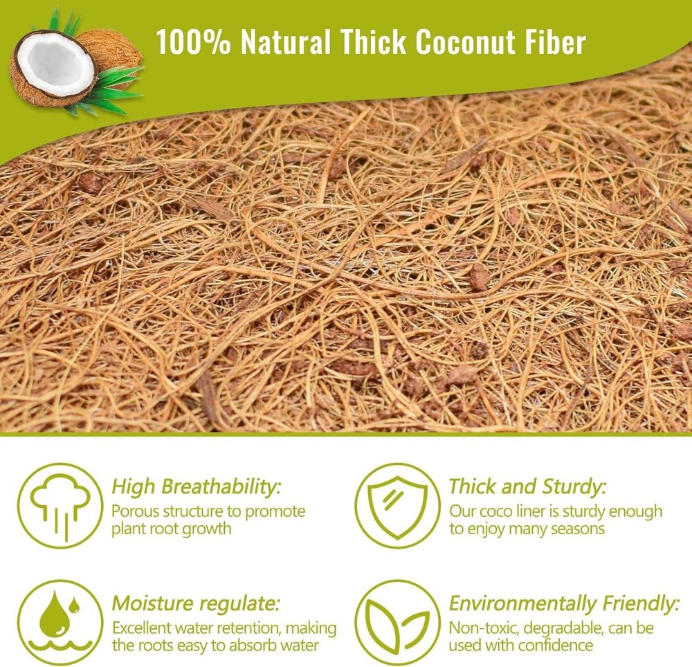 6 Pack 14" Coconut Fiber Basket Liners - Replacement