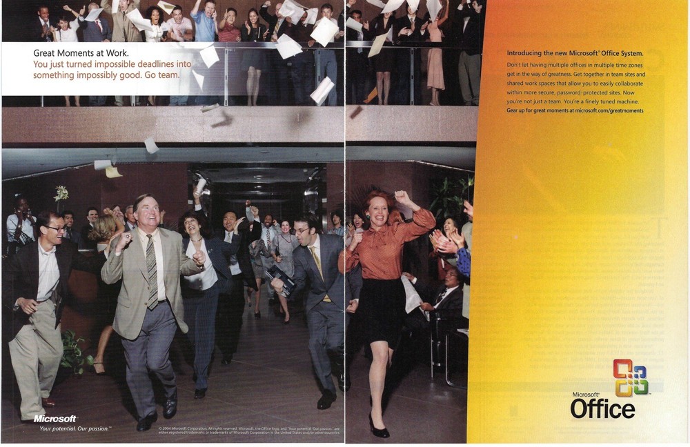 2004 Microsoft Office System Software Program Great Work Moments Print Ad/Poster