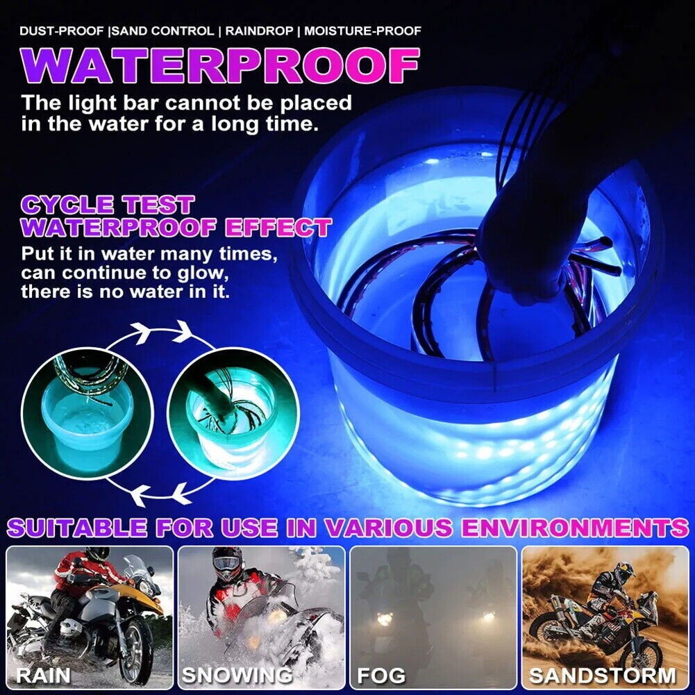 12PC RGB Bluetooth Motorcycle LED Light Under Glow Neon Strip Remote Control Kit