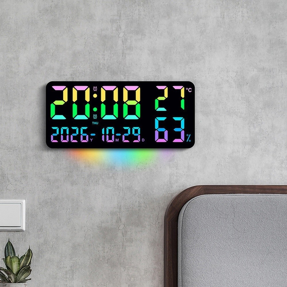 Digital Desk Clock LED Wall Clock Temperature Display Humidity Display