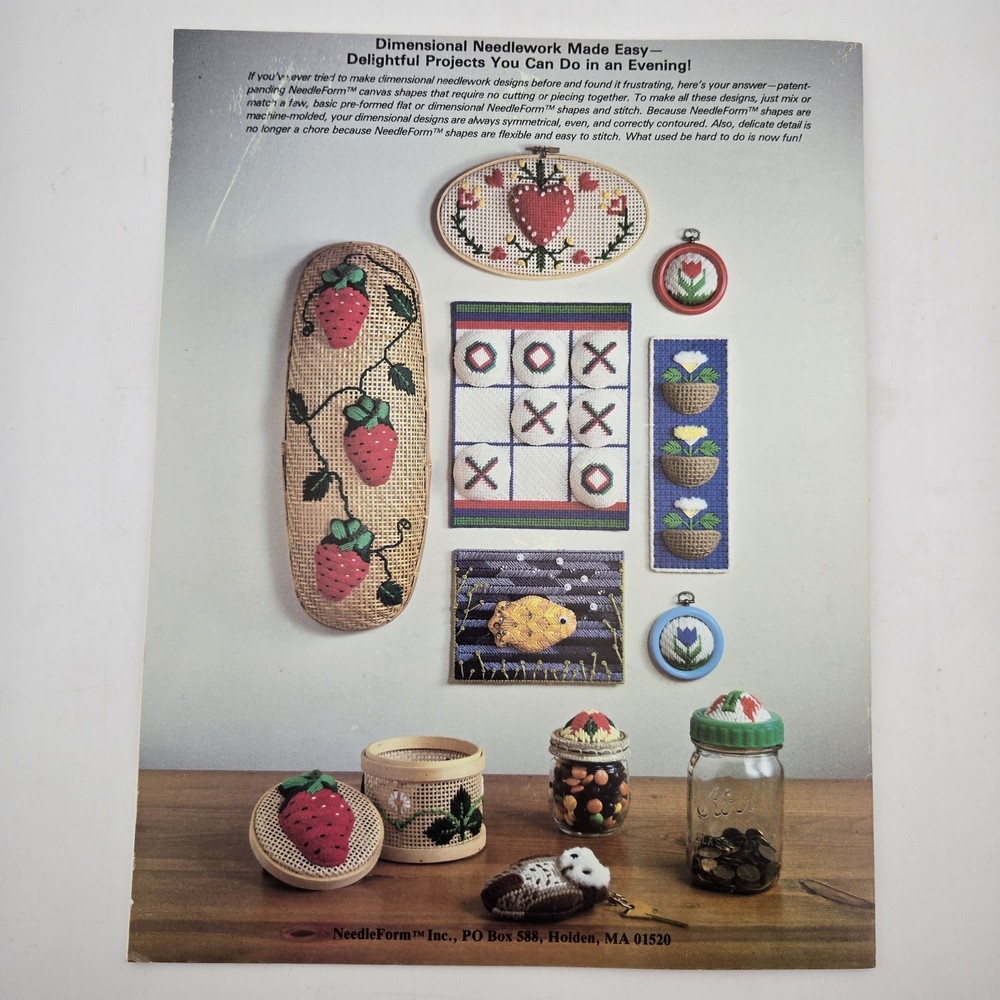 Lot of 4 NeedleForm Plastic Canvas Leaflets Patterns Needlework Crafts