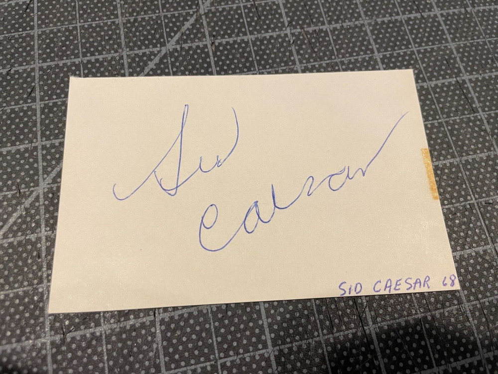 1968 SID CAESAR ACTOR COMEDIAN SIGNED INDEX CARD CUT