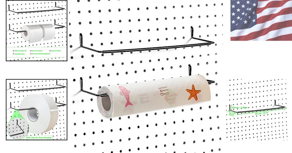 Adjustable Pegboard Hooks for Paper Towels & Stickers - Rust Resistant Design
