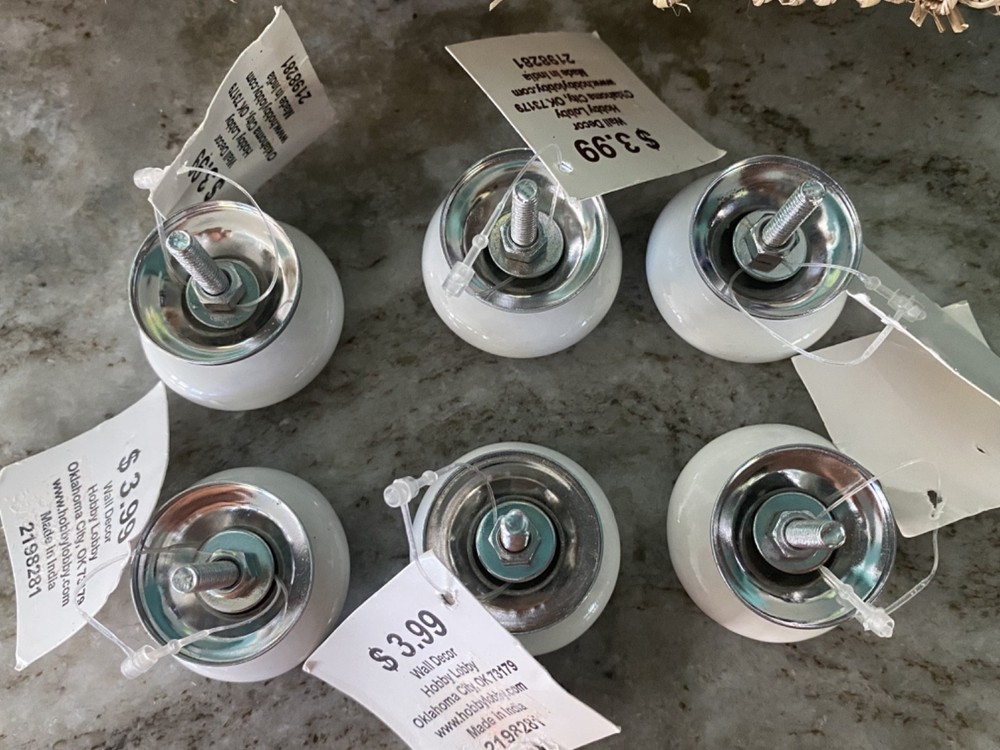 Set of 6 Ceramic Drawer Pulls 🔵 Coastal Blue Coral Pattern 🔵