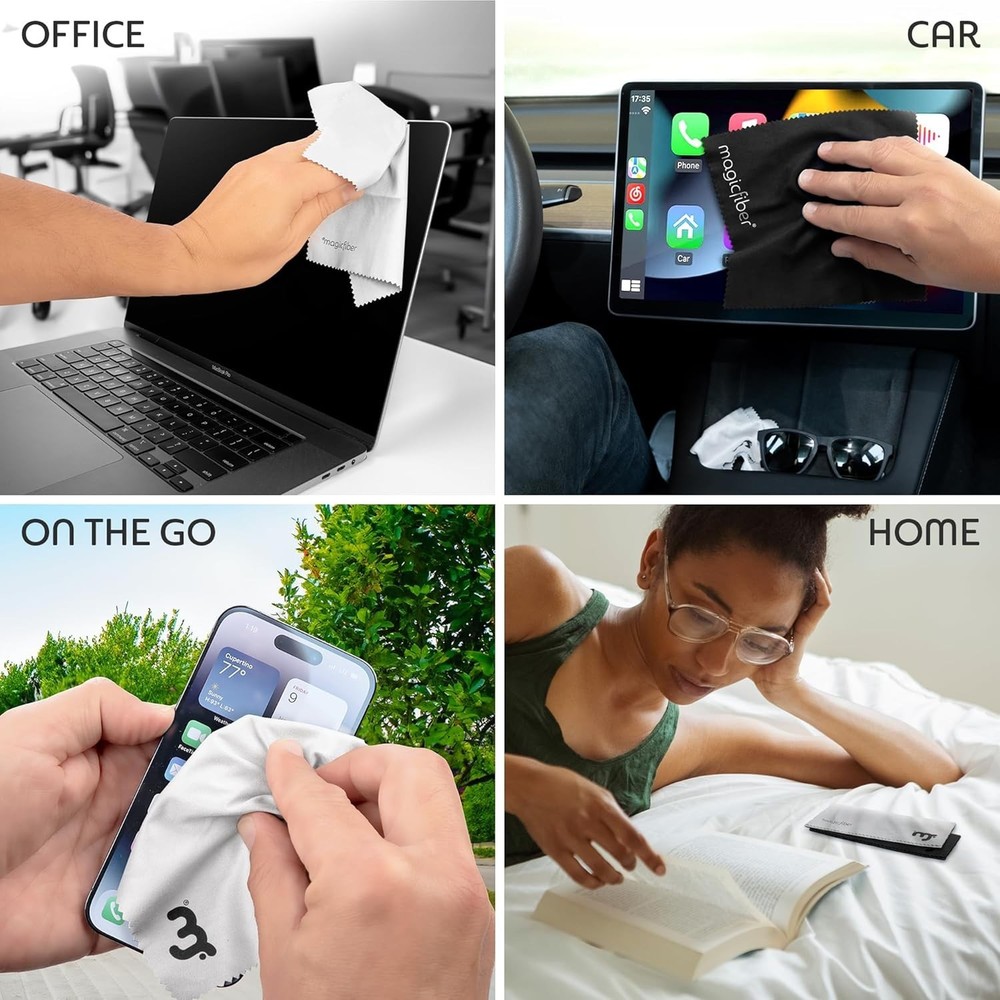Microfiber Cleaning Cloths 6-Pack - Scratch-Free Solution for Eyewear & Tech