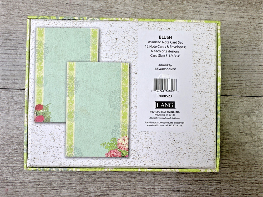 Lang Blush Notecard Set 12 Count w/Envelopes NEW Multicolor