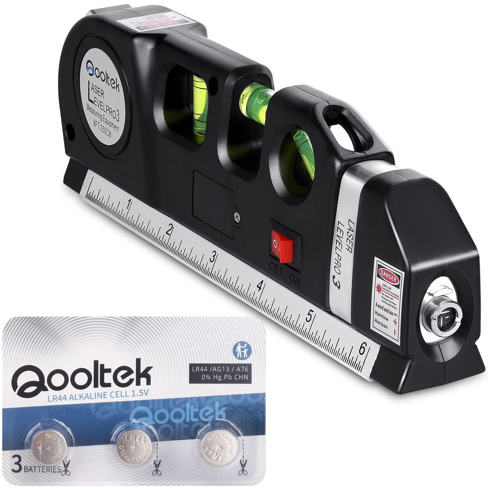 Laser Level Multi Tool, Multipurpose Cross Line leveler Kit Tools Black