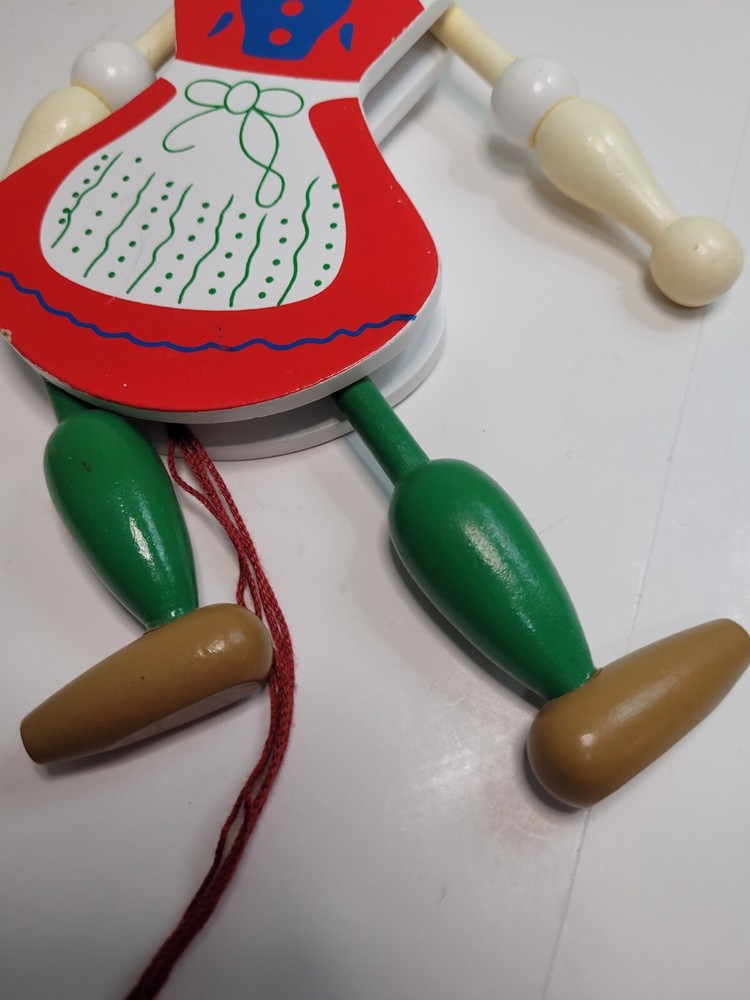 Wooden Pull String Toy Jumping Jack Figure Pull String Marionette