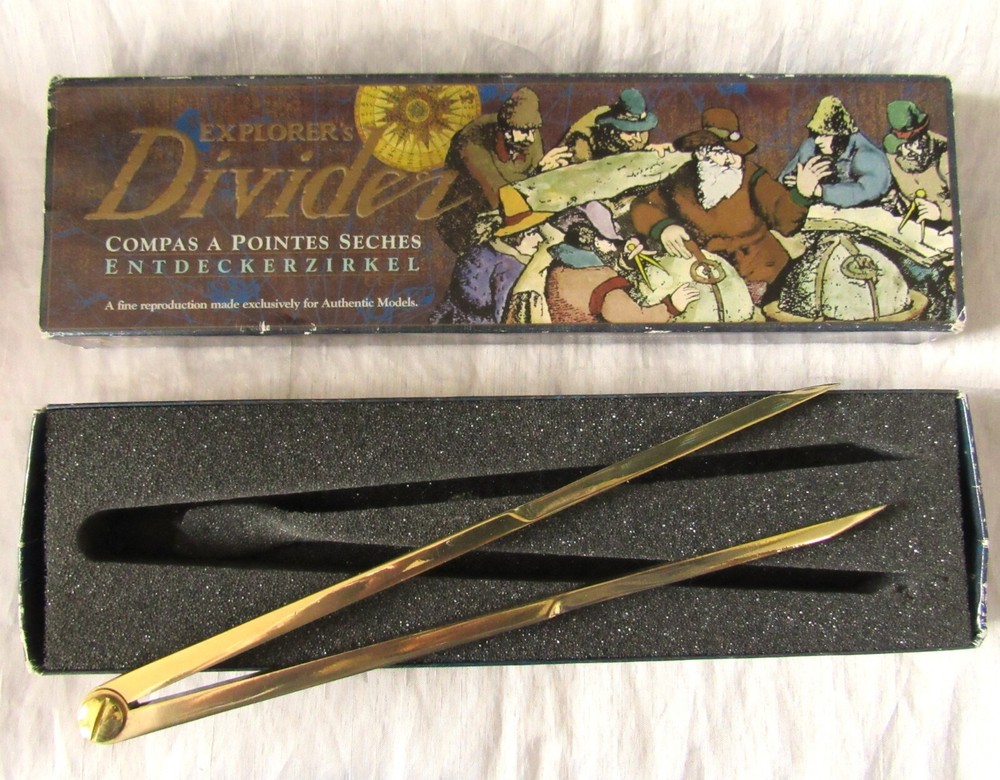 Rare Explorer's Authentic Models Brass Drawing Dividers Calipers Old School