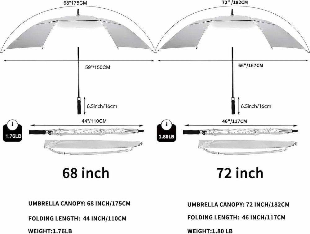 Extra Large Golf Umbrella - 68" Automatic Open