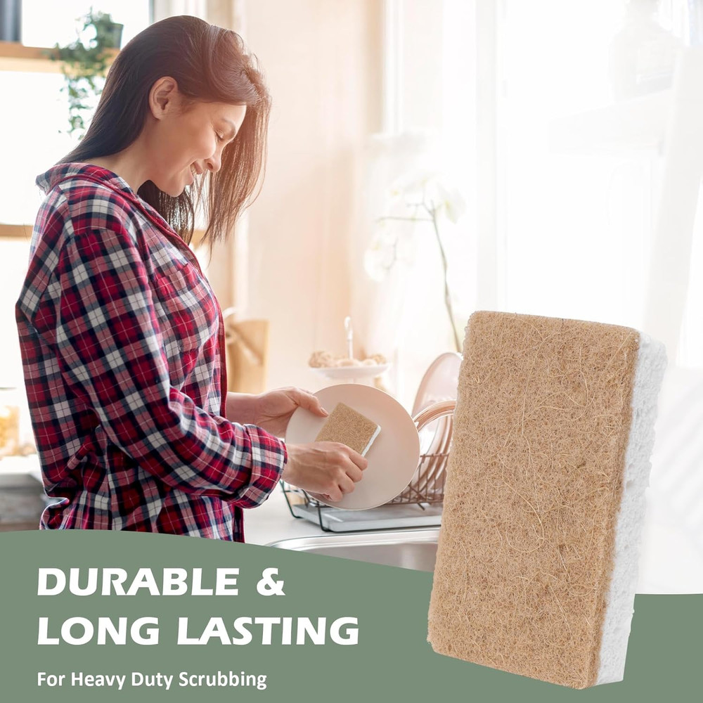 Plant Based Kitchen Sponges 12Pack Eco Friendly Biodegradable Sisal HempFSC PETA