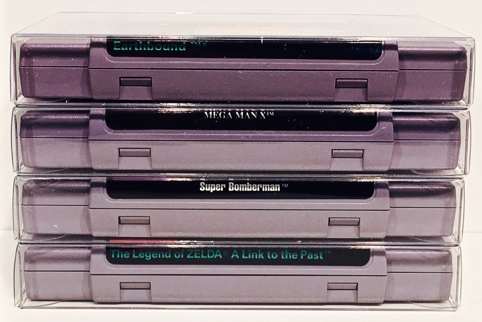 25 SNES Cartridge Protectors Custom Clear Cases Super Nintendo Video Game Carts