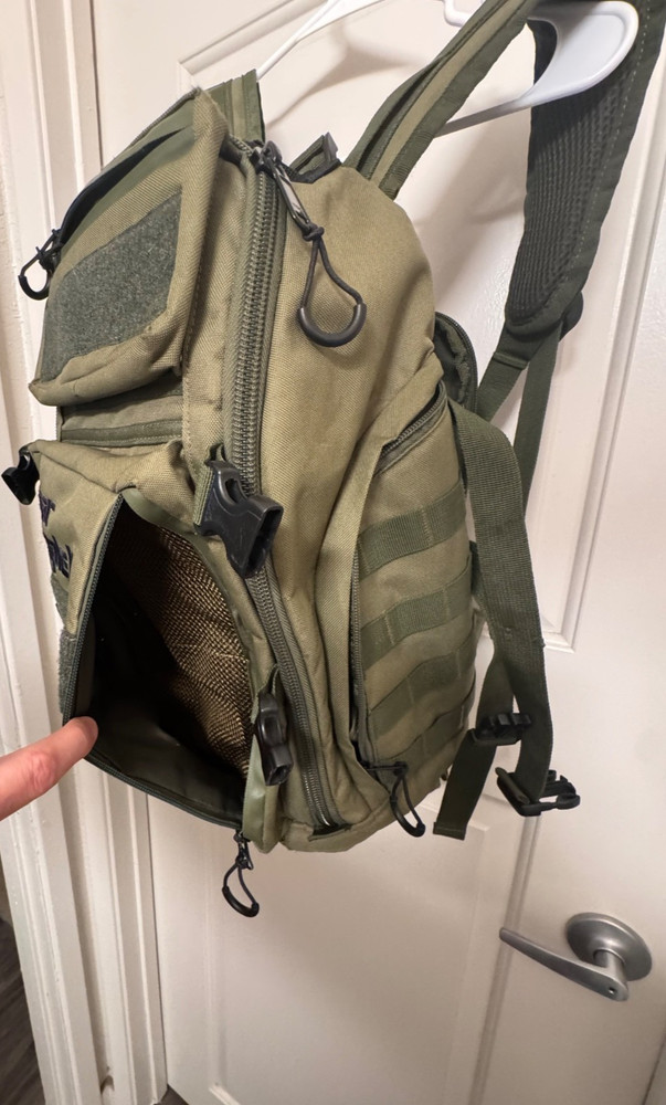 "Bear Komplex" Durable Tactical (Green) Backpack, 1 broken zipper, 4+ pockets