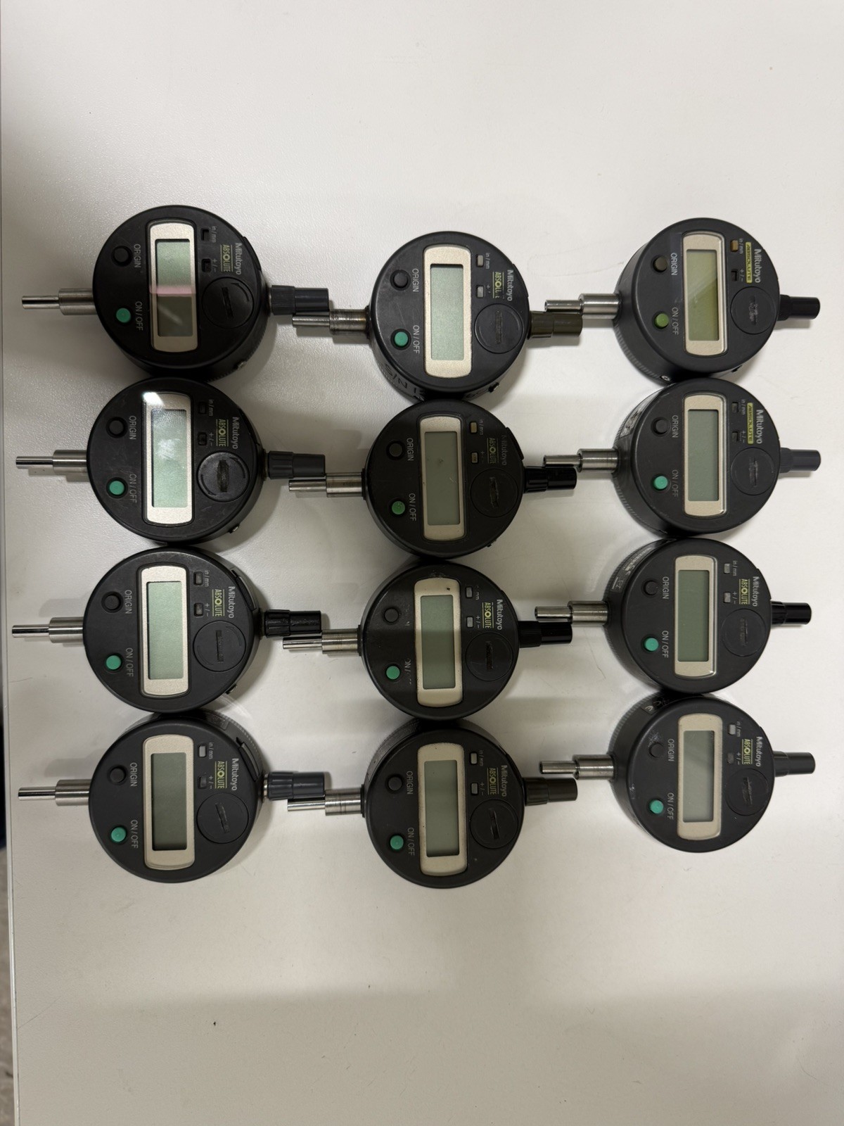 (Qty 12) MITUTOYO 543-683B, Model ID-S1012EB Digital Indicator Abs (Lot of 12)