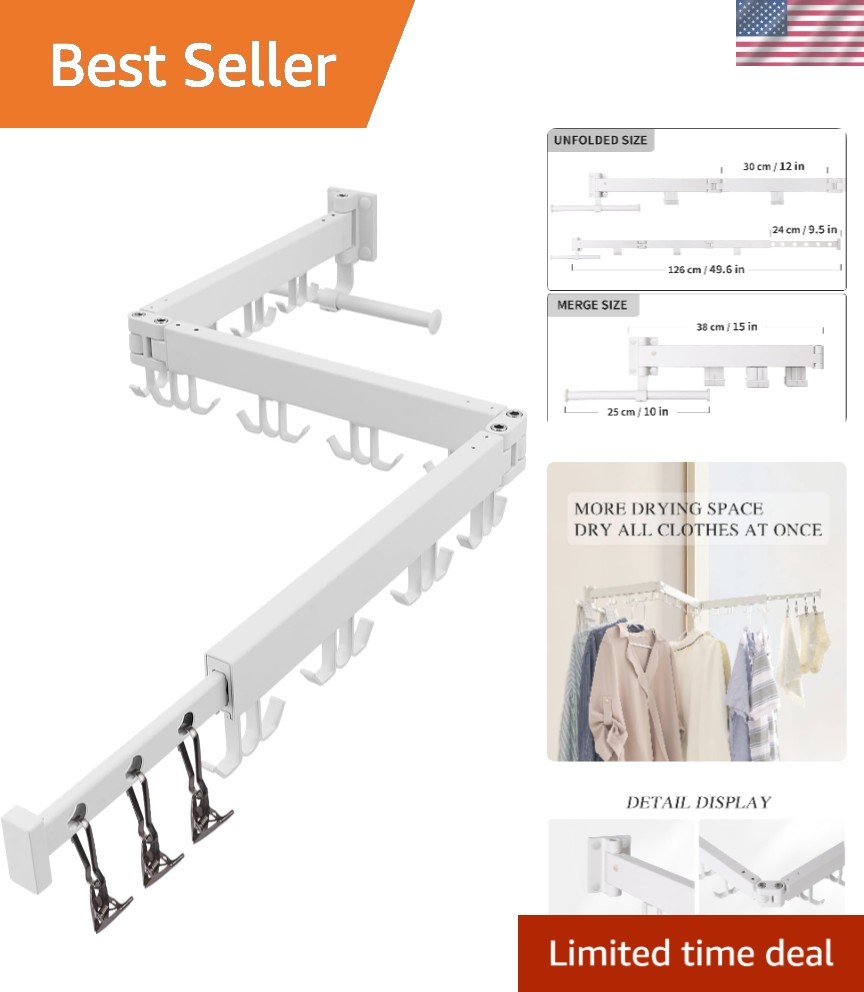 Tri-Fold Wall Mounted Drying Rack - Efficient & Stylish Laundry Solution