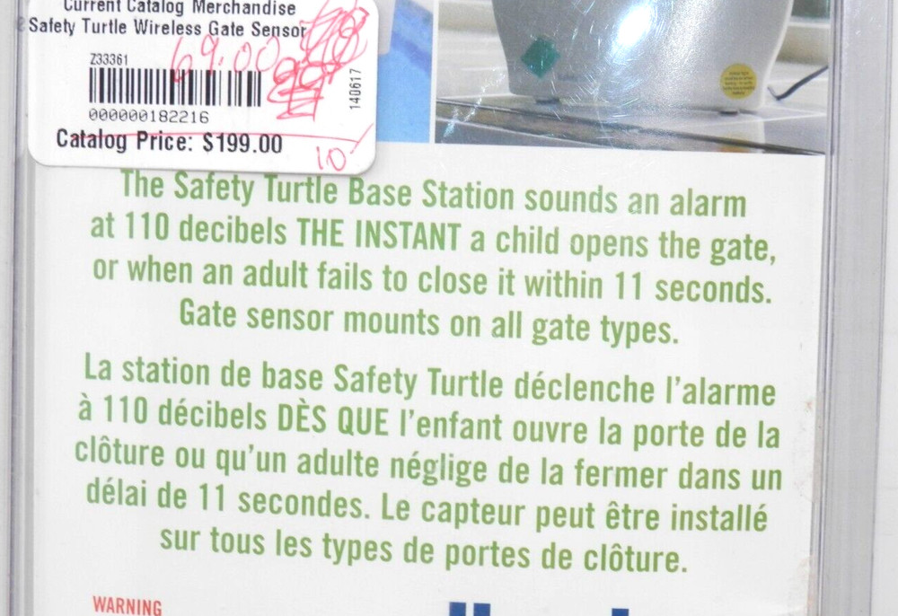 Safety Turtle Wireless Gate Alarm • Backyard Pool Security Green New