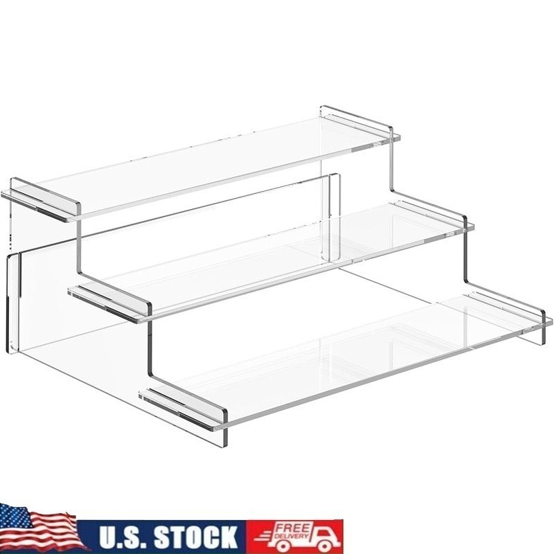Clear Acrylic Display Stand 3-Tier Multifunctional Riser Organizing Items New